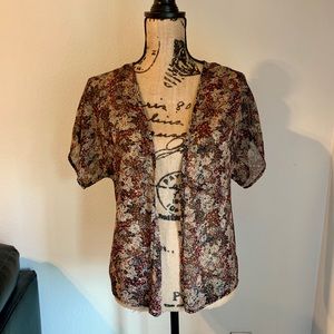 Sheer Open Front Short Sleeve Top